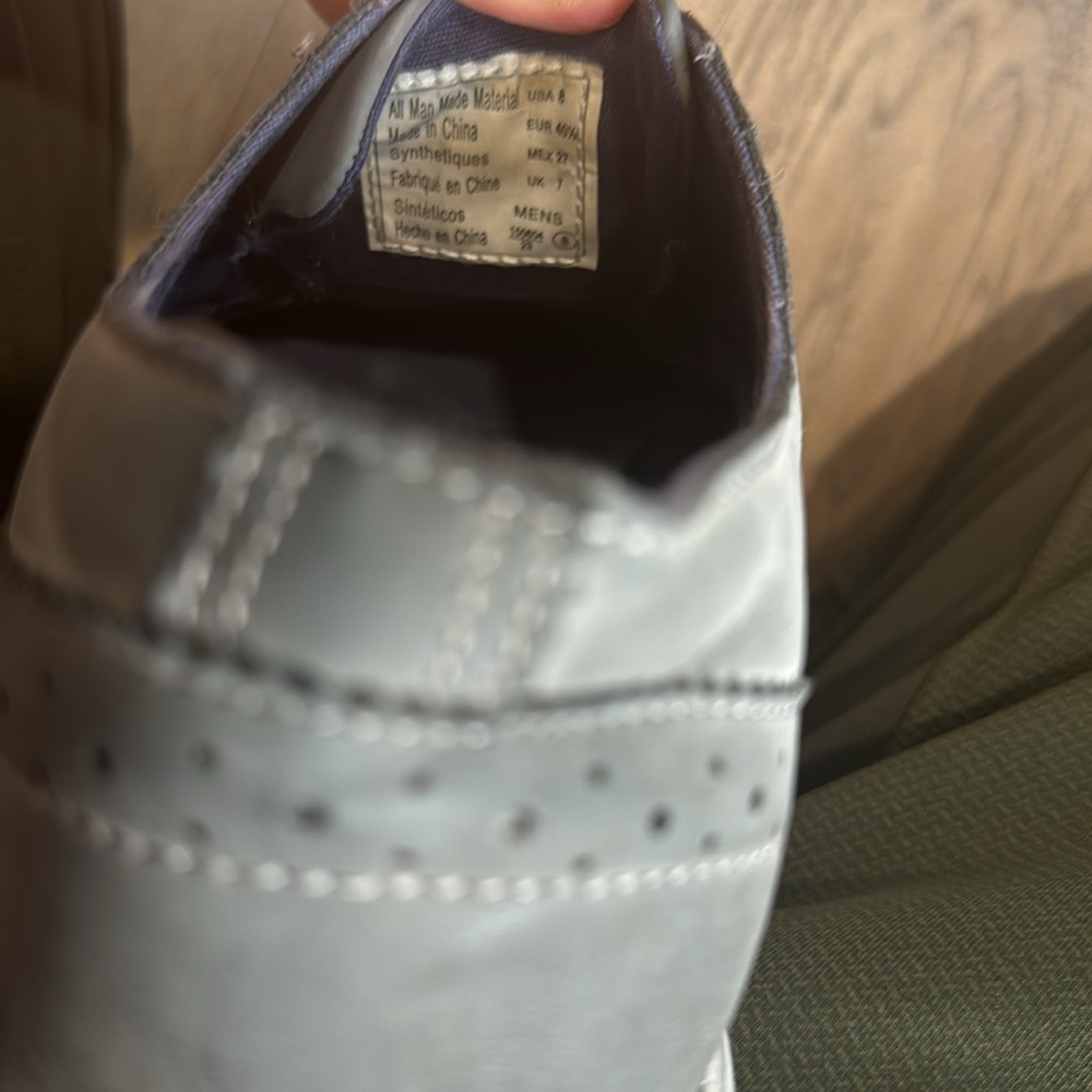 DEXTER Comfort Memory Foam Wingtip Oxfords Men's Size 8 Gray Faux Suede - Picture 4 of 7